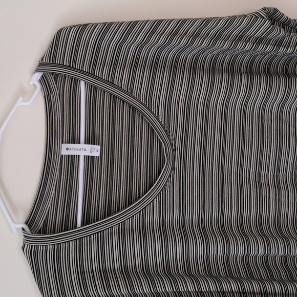 Athleta Cloudlight Stratus Long Sleeve Top Women's Black Cream Striped Size XL - Picture 3 of 7